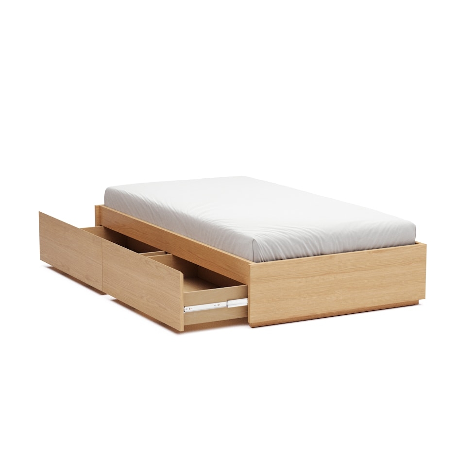 Leif Twin Platform Storage Bed - White Oak - Image 1