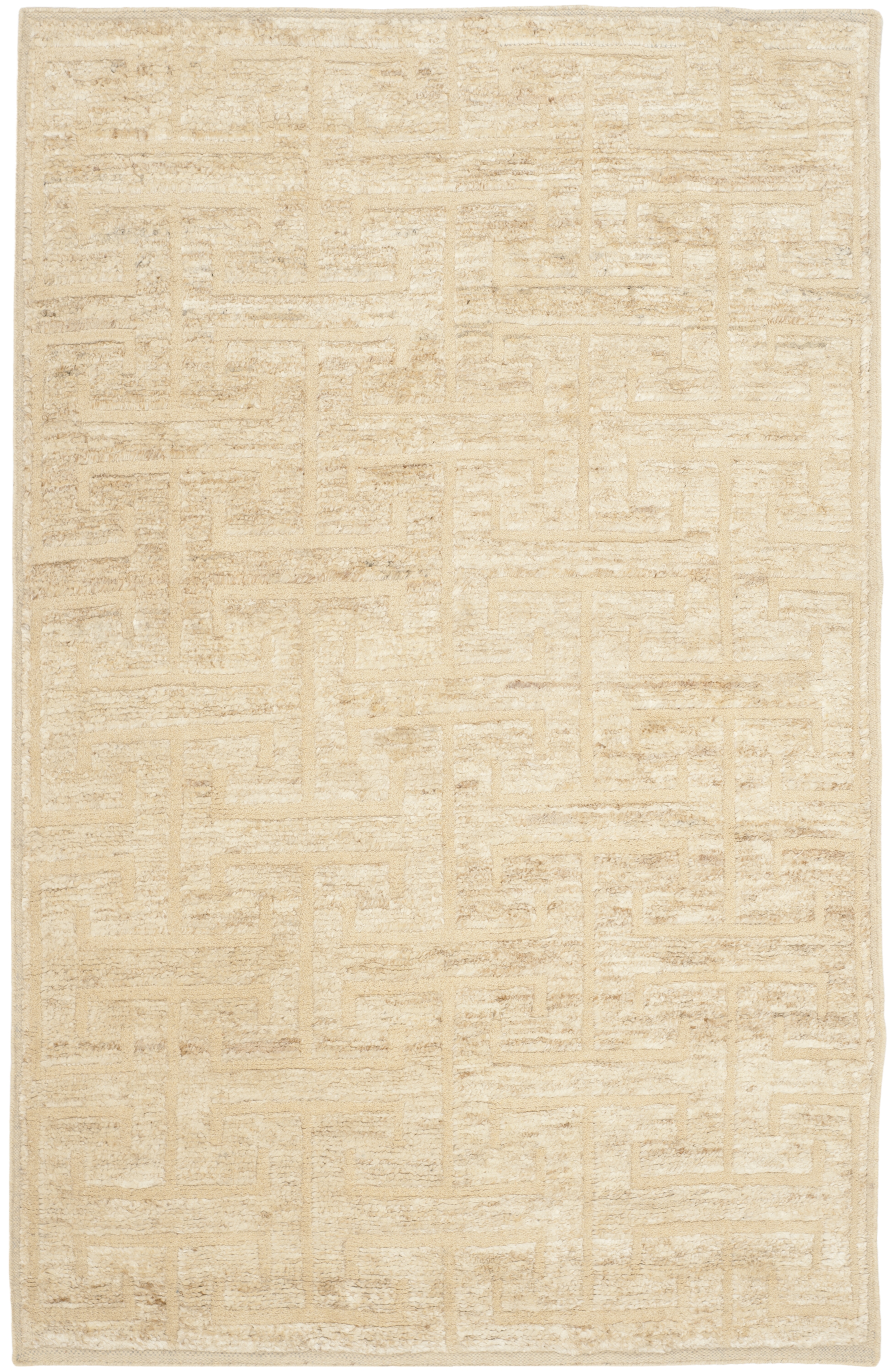 Arlo Home Hand Knotted Area Rug, TGR417A, Ivory/Beige,  4' X 6' - Image 0