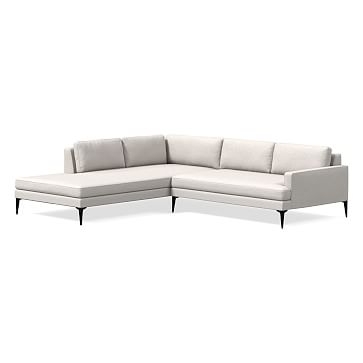 Andes Sectional Set 34: XL Right Arm 2.5 Seater Sofa, XL Left Arm Terminal Chaise, Poly, Performance Coastal Linen, White, Dark Pewter - Image 0
