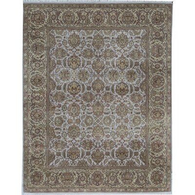 One-of-a-Kind Hand-Knotted Ivory/Gold 7'11" x 10' Wool Area Rug - Image 0