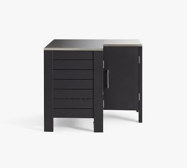 Malibu Metal Kitchen Corner Cabinet, Black - Image 2