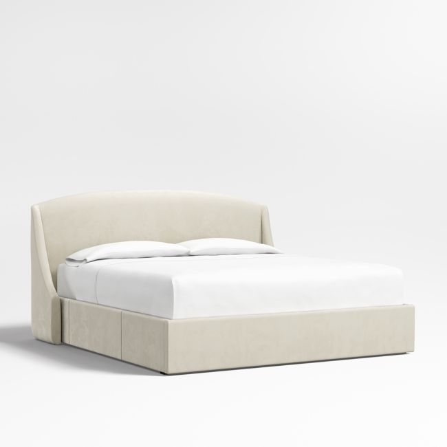 Lafayette 48" Beige Upholstered King Headboard with Storage Bed Base - Image 0