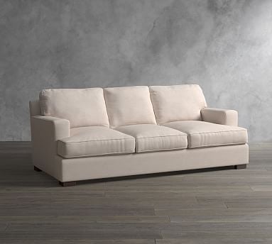 Townsend Square Arm Upholstered Sofa 86.5", Polyester Wrapped Cushions, Performance Chateau Basketweave Ivory - Image 0
