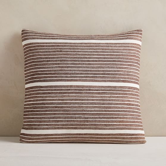 Silk Mini Stripe Pillow Cover, 20"x20", Dark Brown - Image 0