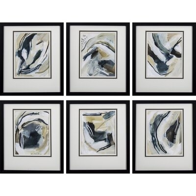 Set Of 6 Neutral Watercolor Abstract Framed Art - Image 0
