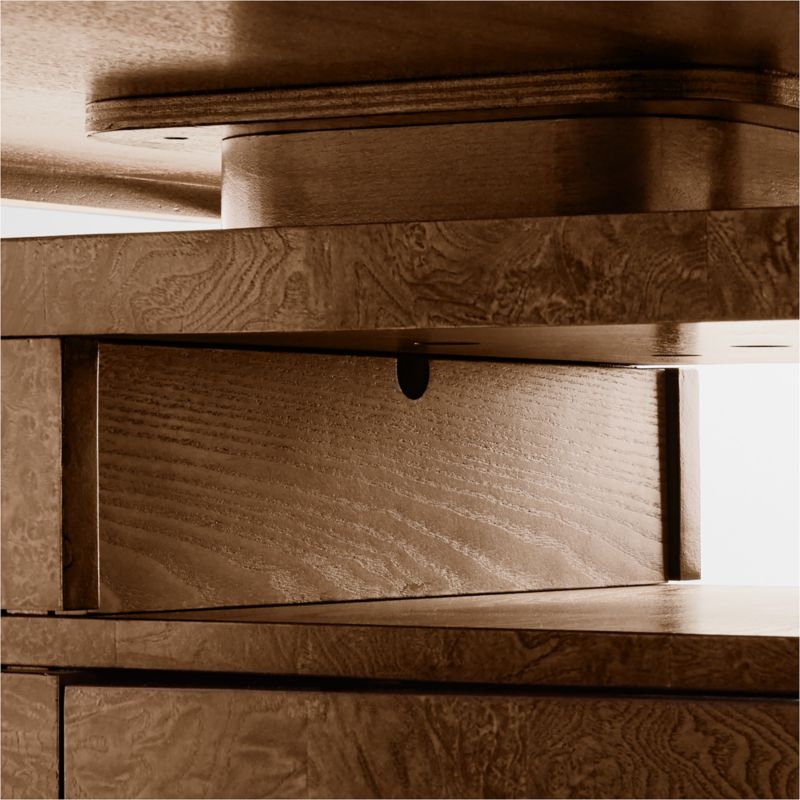 Greye 60" Burl Wood Desk with Swivel Drawers - Image 6