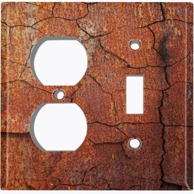 Metal Light Switch Plate Outlet Cover (Metal Rusted 2 Print  - (L) Single Duplex / (R) Single Toggle) - Image 0