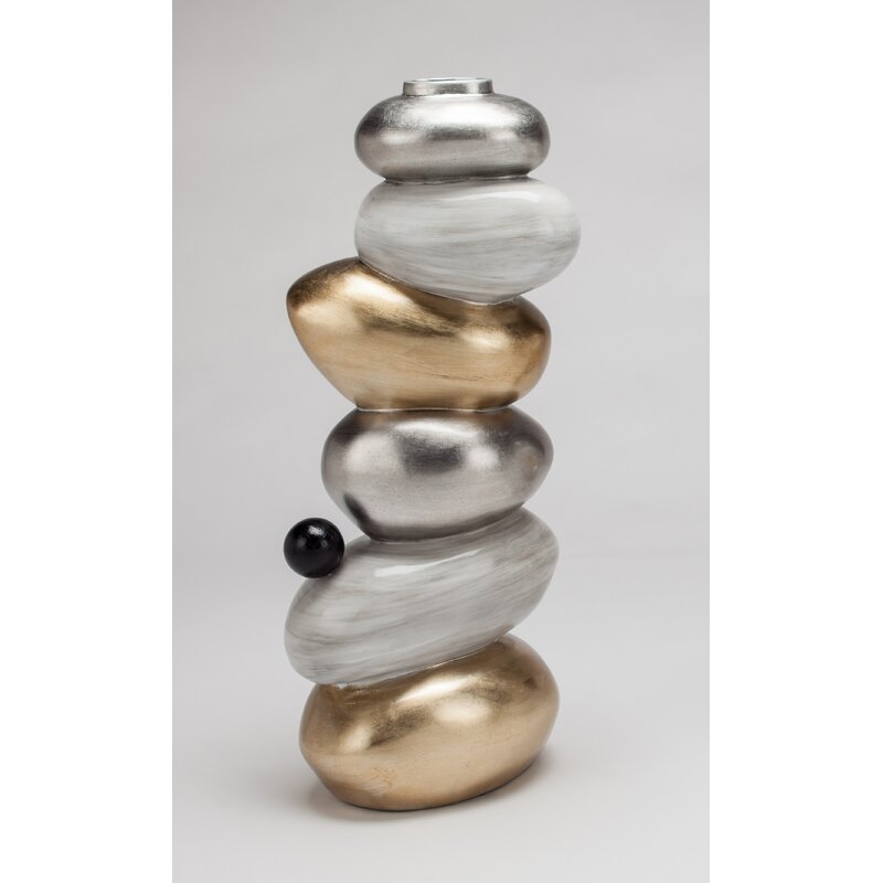 Artmax White/Silver/Gold 26"" Resin Floor Vase - Image 0