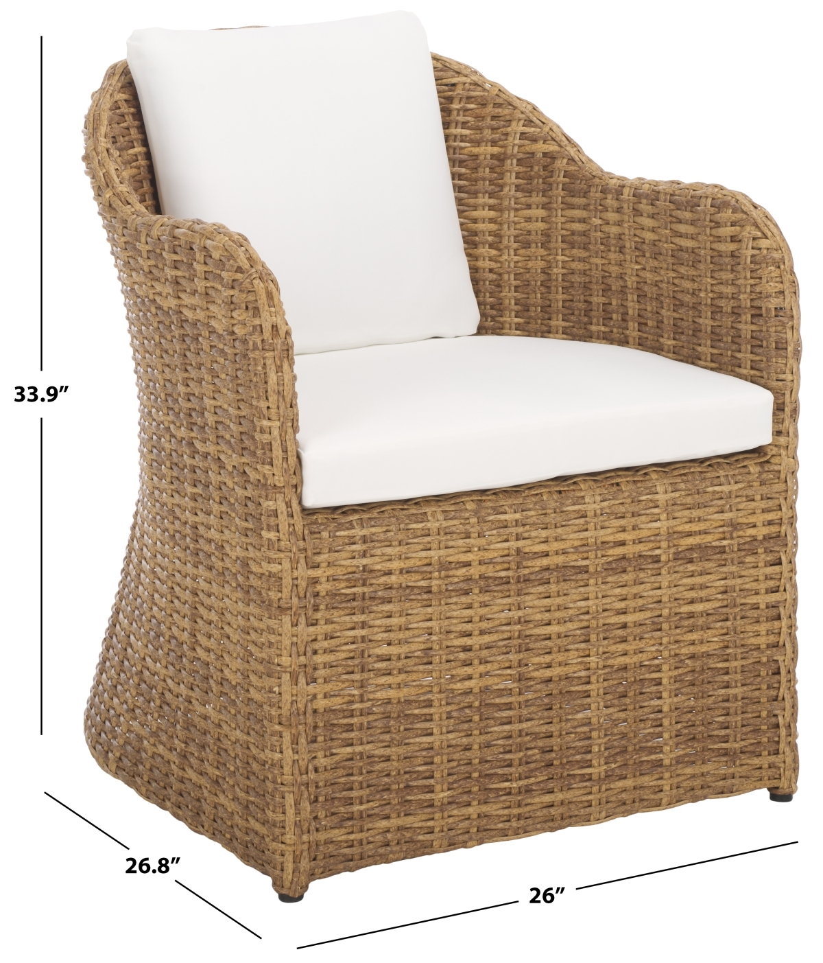 Melbourne Wicker Dining Chair - Natural/White - Image 7