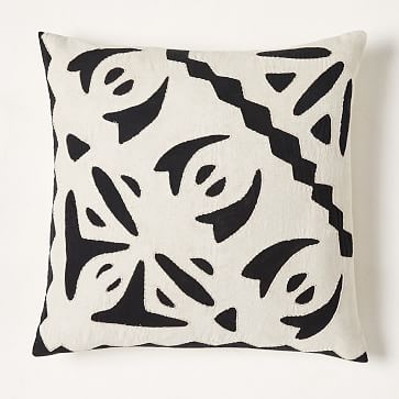 Barcela Reverse Applique Pillow Cover, 20"x20", Black Stone, Set of 2 - Image 3
