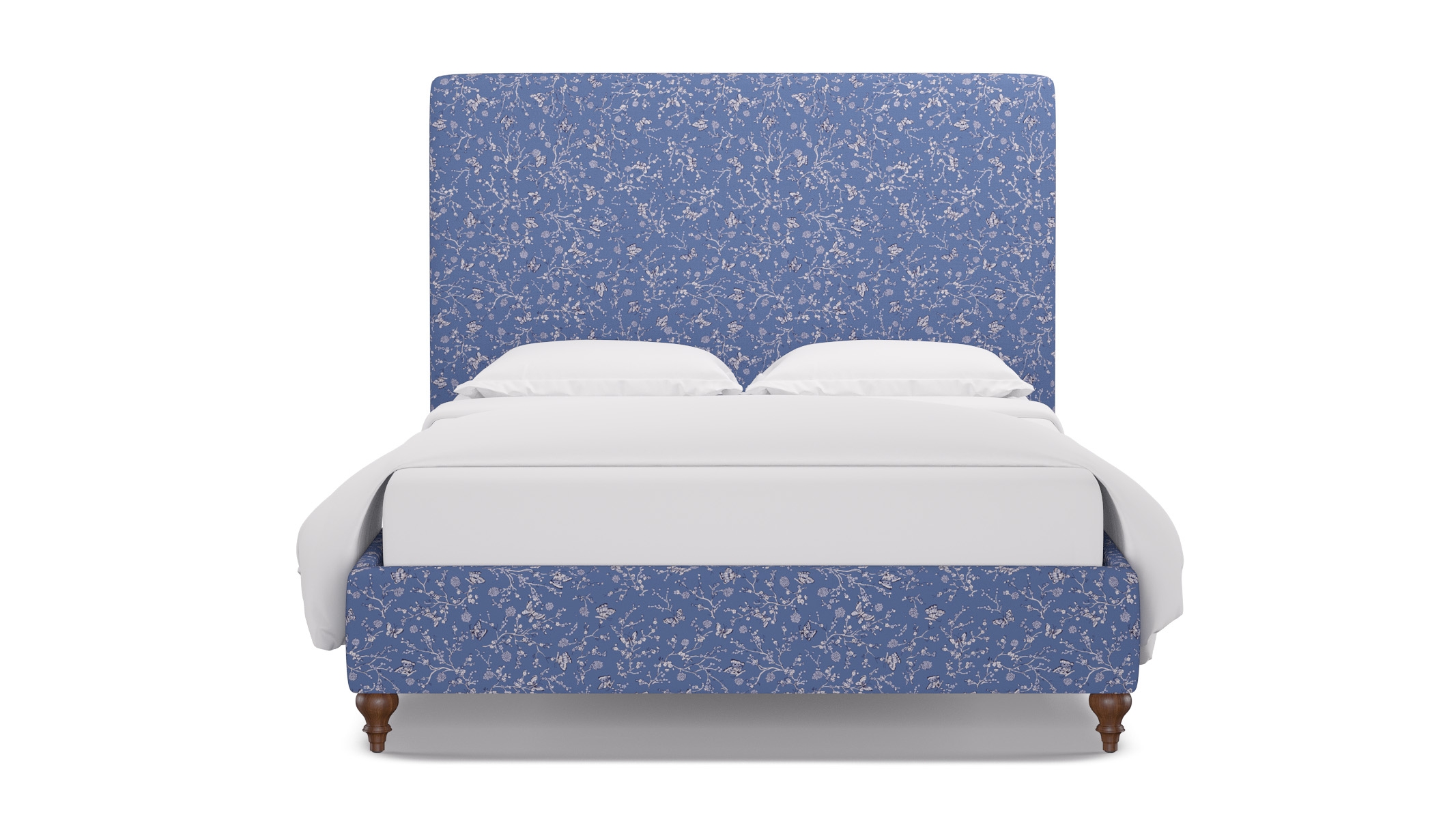 Classic Bed, Blue Mariposa, Walnut Traditional Turned Leg, Twin - Image 0
