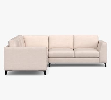Ansel Upholstered 3-Piece L-Shaped Corner Sectional, Polyester Wrapped Cushions, Performance Heathered Basketweave Navy - Image 3