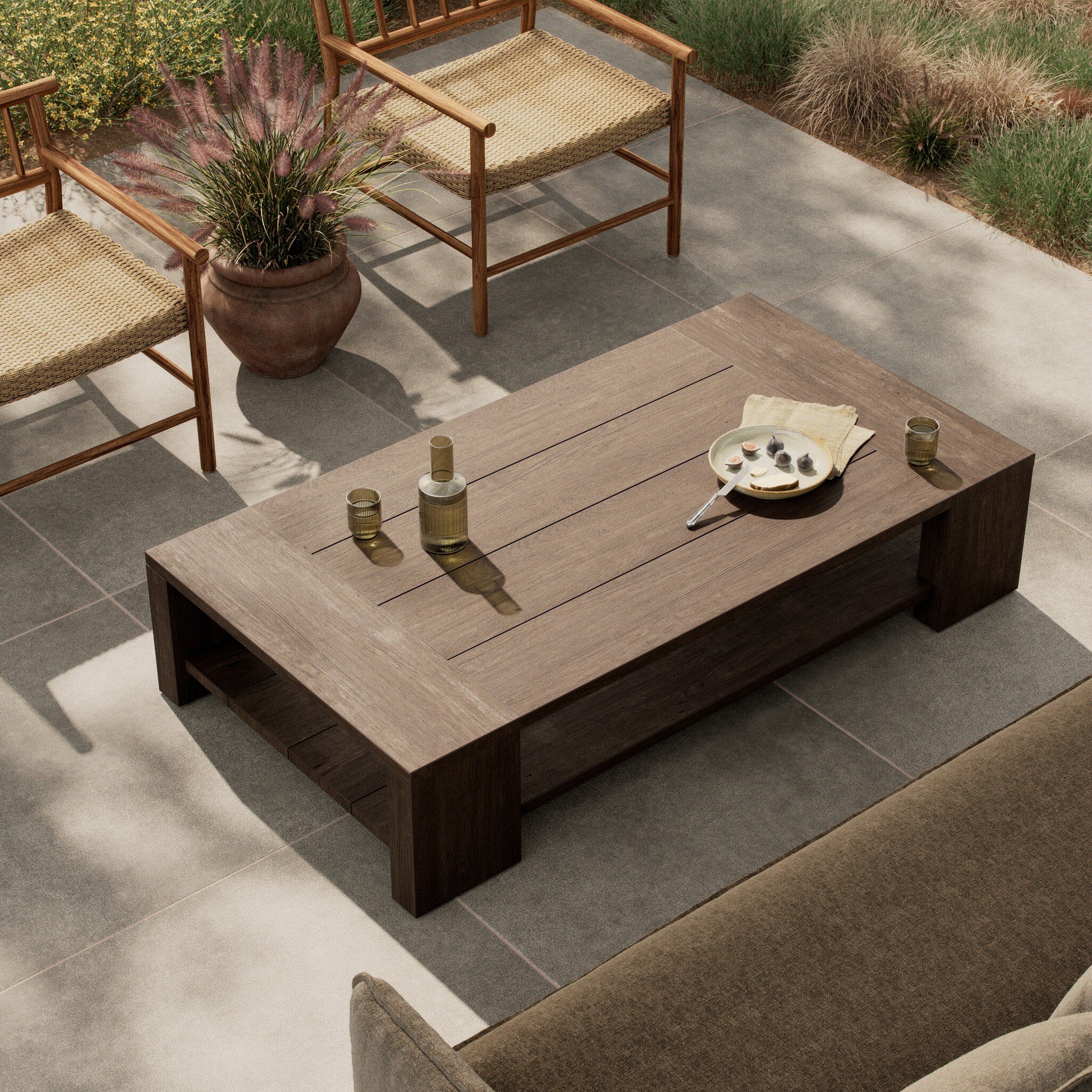 Roca Outdoor Coffee Table - Stained Heritage Brown-FSC - Image 3