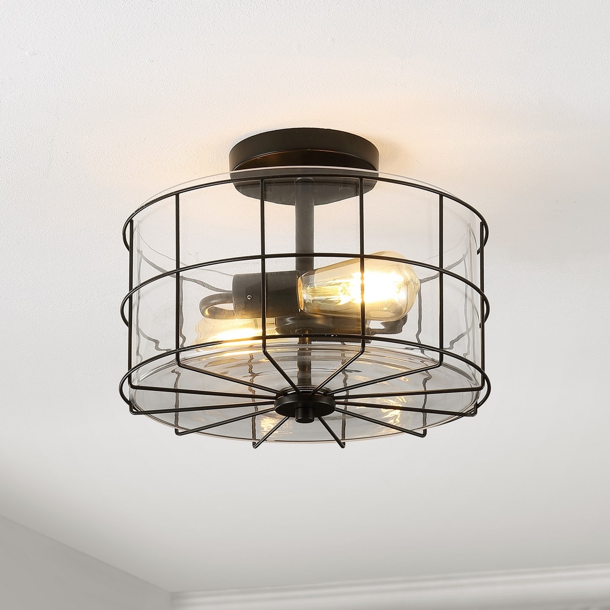 Hannes 2Lt 12.5" Flush Mount - Matte Black - Safavieh - Image 1