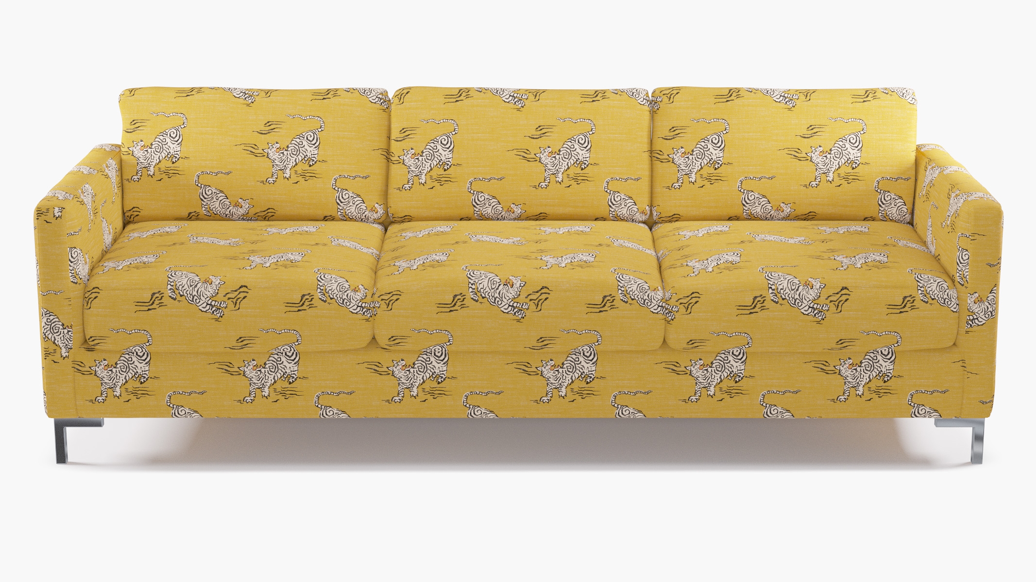 Modern Sofa, Dijon Tigresse, Chrome L Leg - Image 0