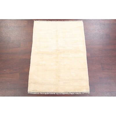 One-of-a-Kind Lebel Hand-Knotted New Age Ivory 3'5" x 4'8" Wool Area Rug - Image 0