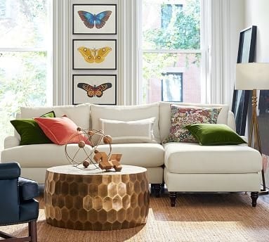 Carlisle Upholstered Right Arm Sofa with Chaise Sectional, Polyester Wrapped Cushions, Chenille Basketweave Oatmeal - Image 2