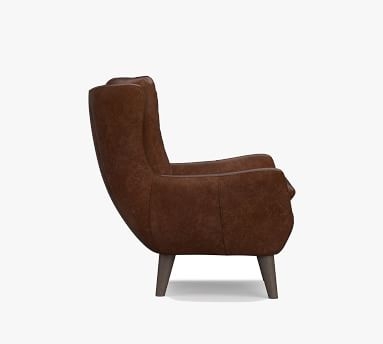 Wells Leather Armchair, Polyester Wrapped Cushions, Burnished Wolf Gray - Image 4