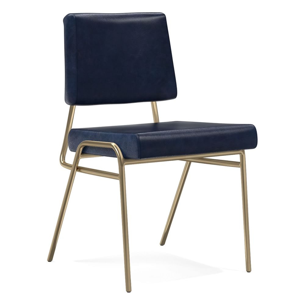 Wire Frame Dining Chair, Ludlow Leather, Navy, Light Bronze - Image 0