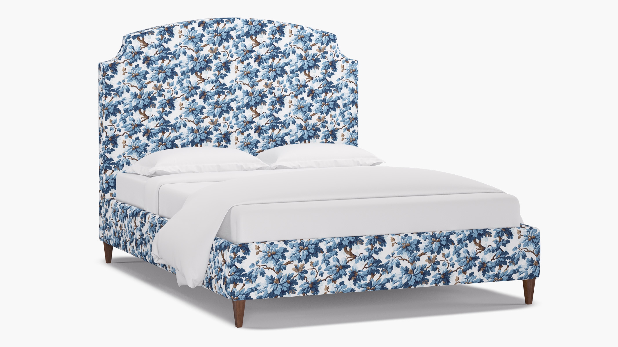 Cove Bed, Delft Woodland, Walnut Square Tapered Leg, Queen - Image 1