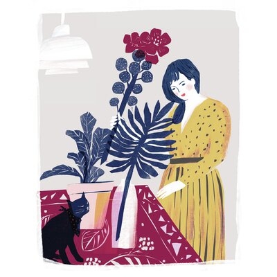 Cute Plant Lady - Wrapped Canvas Painting Print - Image 0
