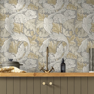 William Morris Acanthus Neutral Wallpaper