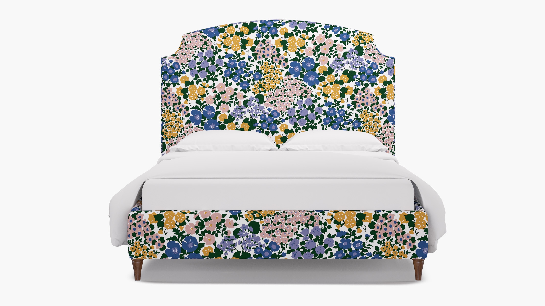 Cove Bed, Lavender Million Flowers, Walnut Decorative Tapered Leg, Queen - Image 0