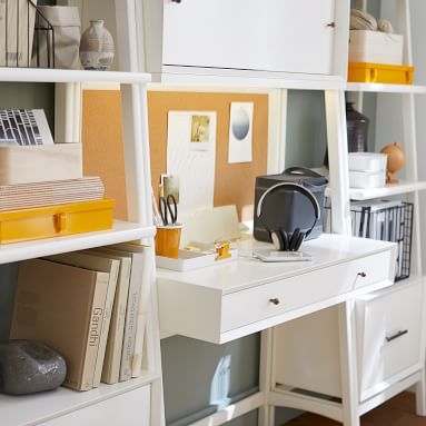 west elm x pbt Mid-Century Smart Wall Desk & Bookshelf Set, White - Image 4