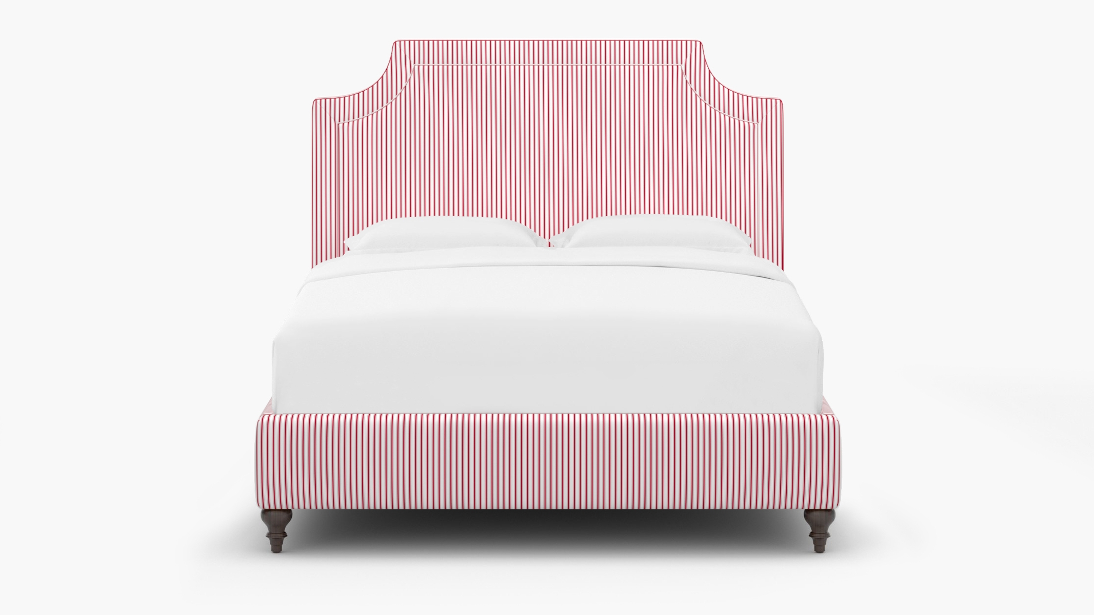 Deco Bed, Red Classic Ticking Stripe, Espresso Traditional Turned Leg, Full - Image 0