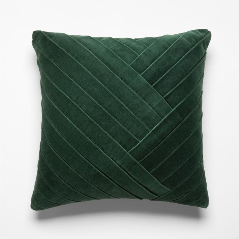 Leger Emerald Green Velvet Throw Pillow with Down-Alternative Insert 18" - Image 3