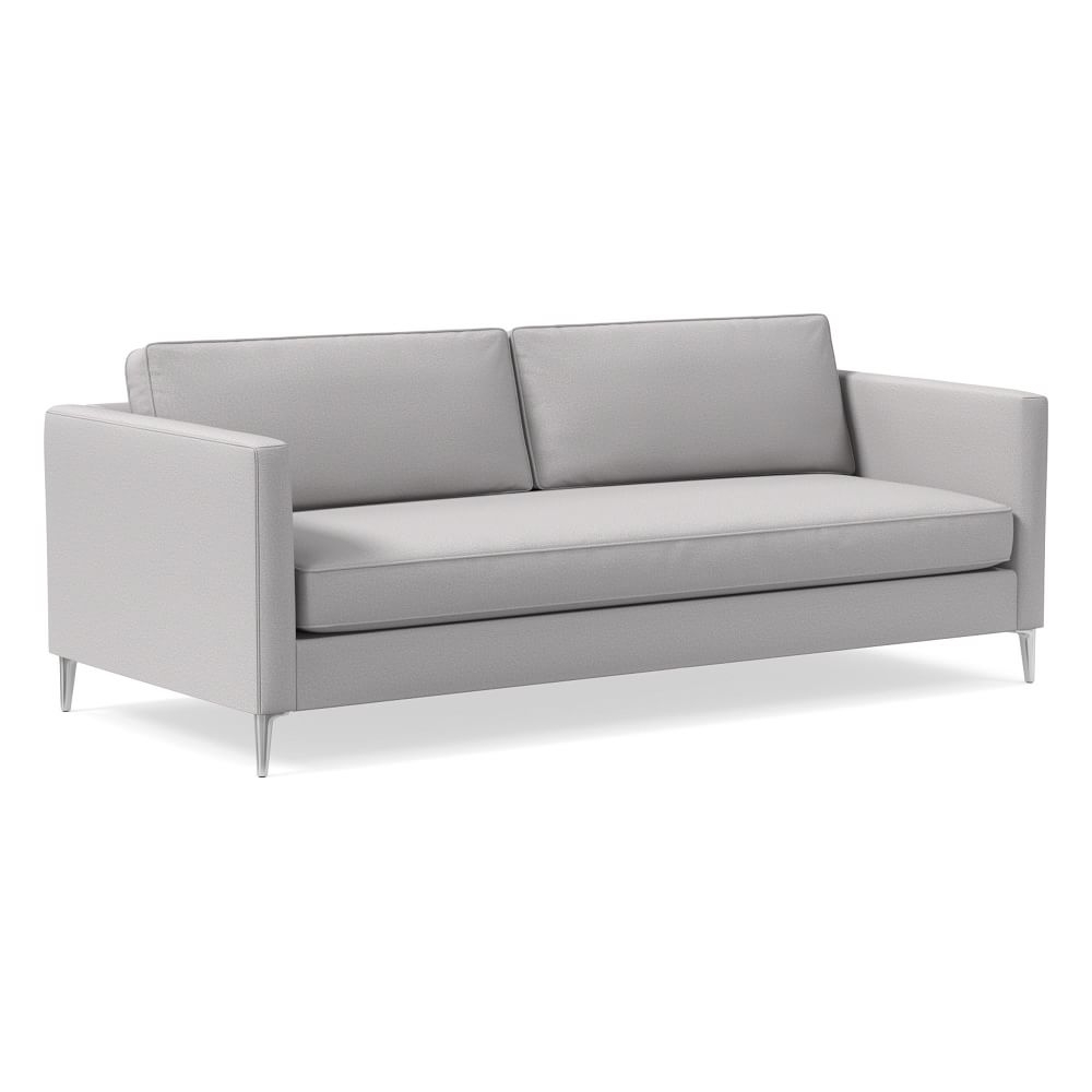 Harris Loft 86" Sofa, Chenille Tweed, Frost Gray, Polished Stainless Steel - Image 0