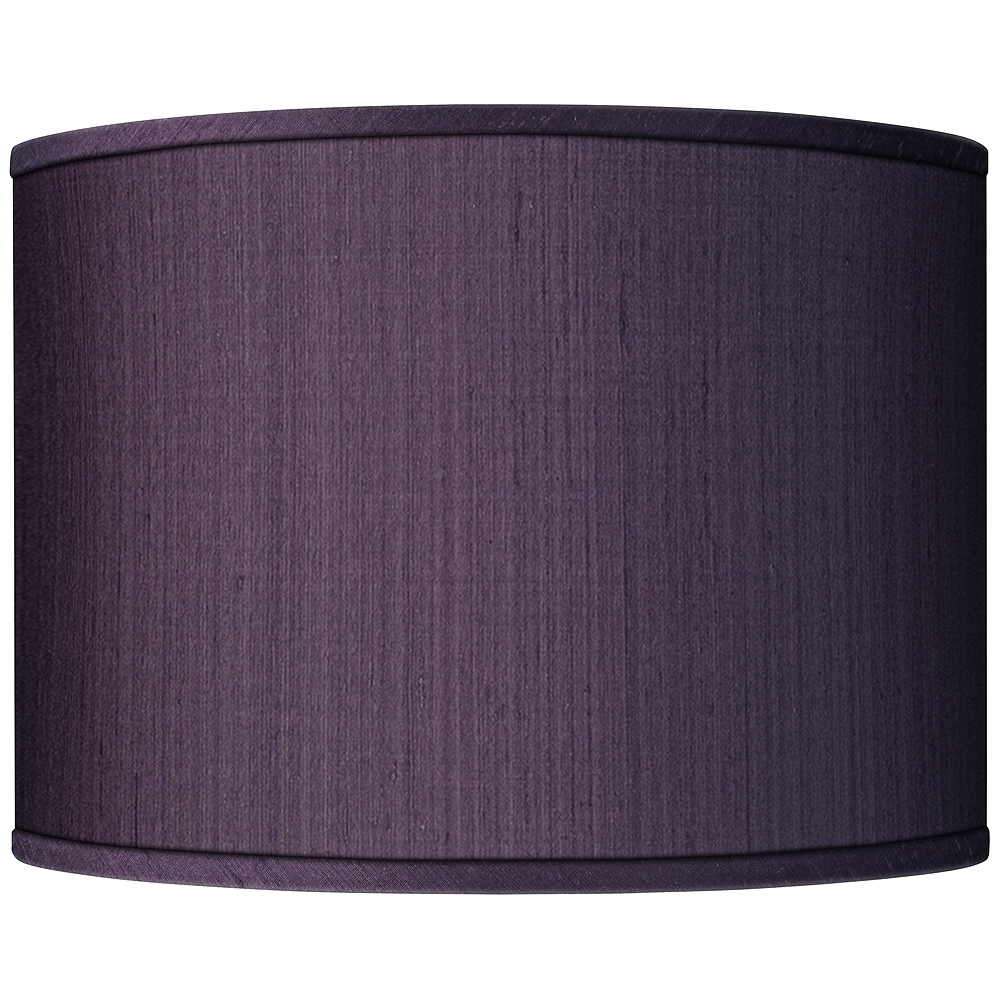 Possini Euro Eggplant Purple Faux Silk Drum Shade 15.5x15.5x11 (Spider) - Image 0