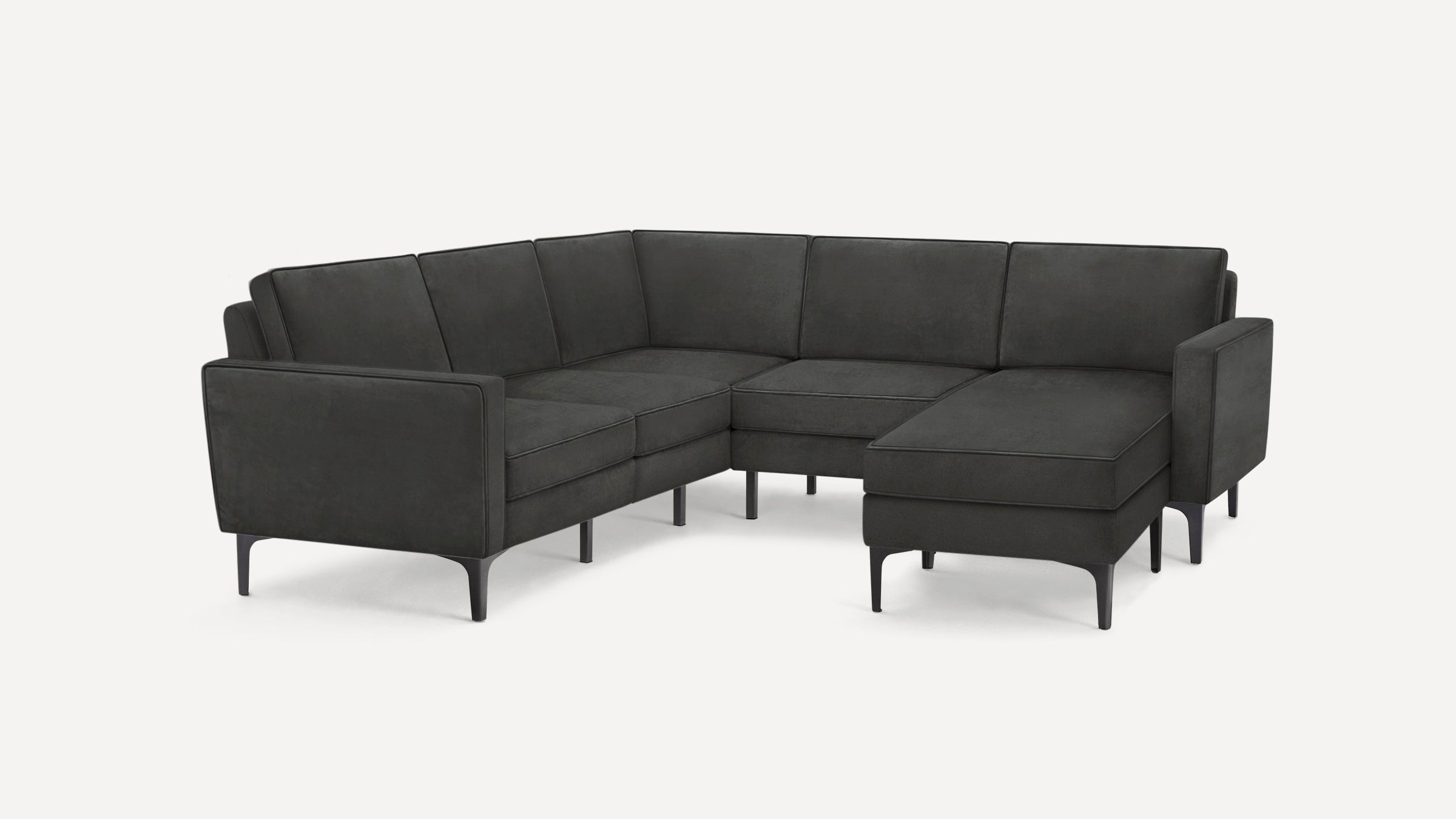 Nomad Velvet 5-Seat Corner Sectional with Reversible Chaise - Graphite Grey - Performance Velvet / Black - Metal - Image 0
