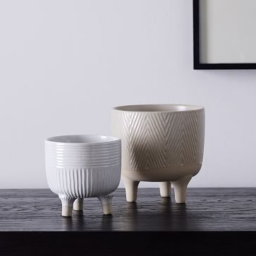 Homespun Tabletop Planter, Small, Ceramic White - Image 1