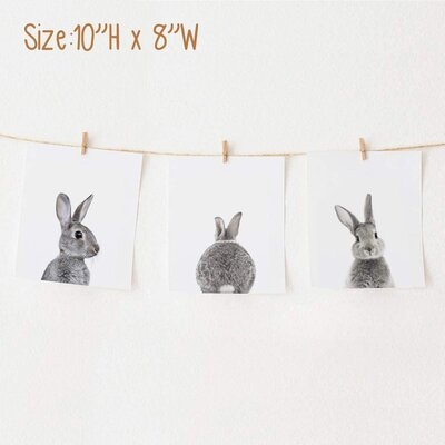 Nursery Wall Art Rabbit Prints Kids Room Cute Decor Baby Animals Posters Wall Prints - Image 0