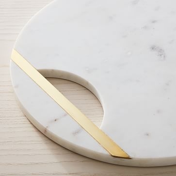 Single Handled Rectangular Tray, White Marble - Image 2