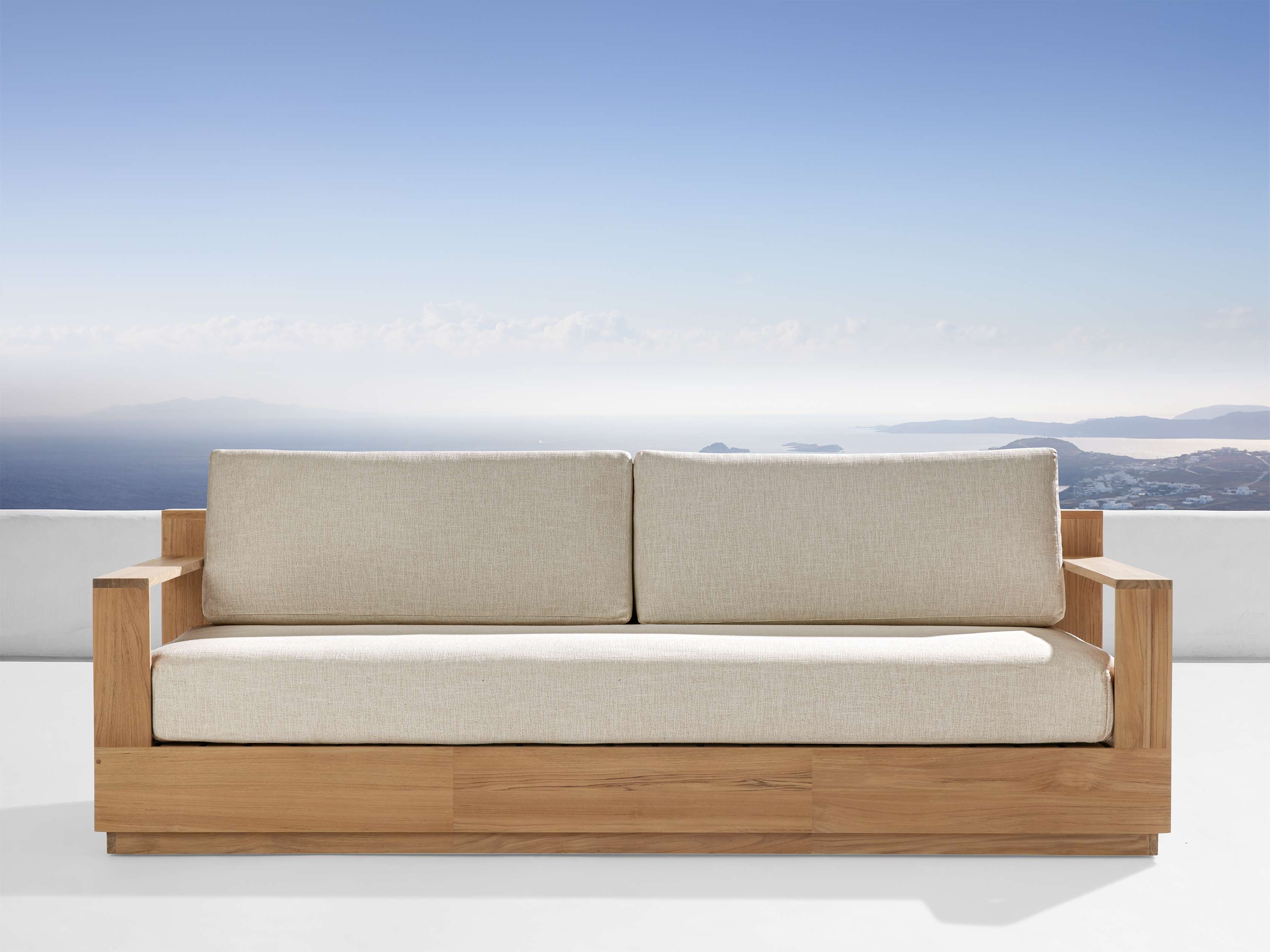 Bal Harbour Outdoor Sofa Teak in Natural  Eden Oyster/74" - Image 0