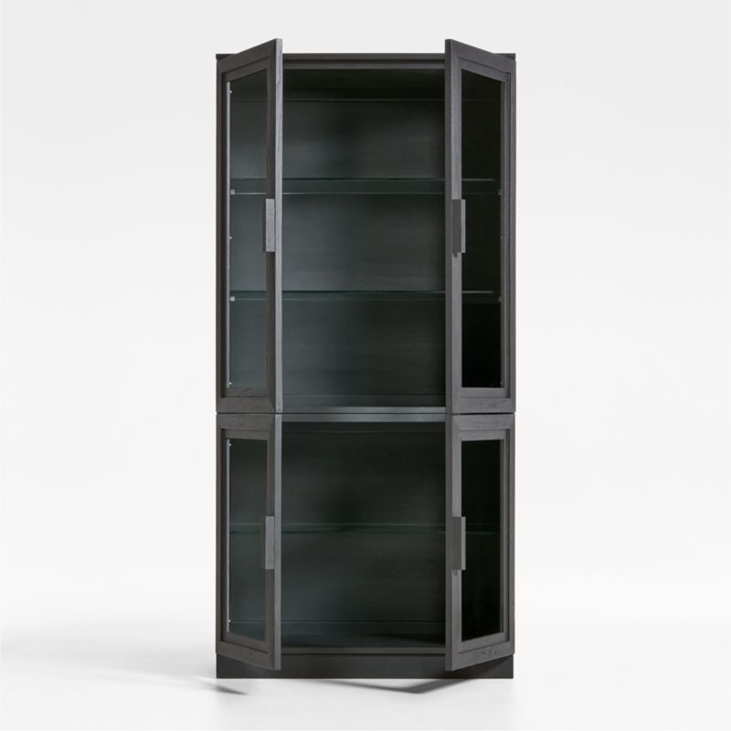 Calypso 36" Black Wood Storage Cabinet with Glass Doors - Image 1