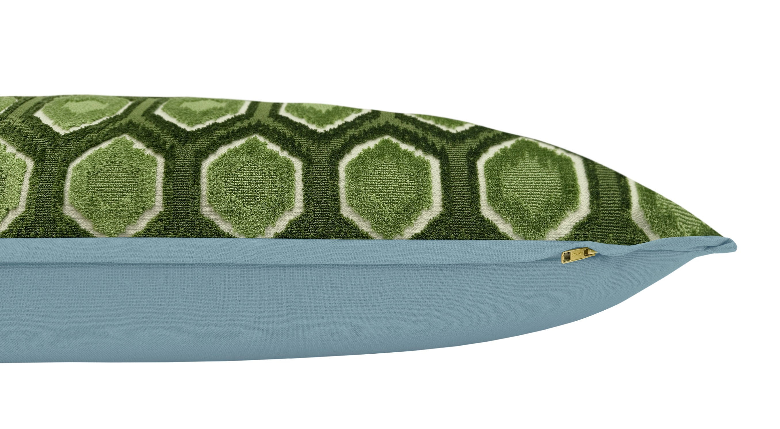 THE XL LUMBAR :: MIA CUT VELVET // OLIVE | LDC - XL LUMBAR 14" X 48" / BUTTERFLY FLANGE / Celadon - Image 4