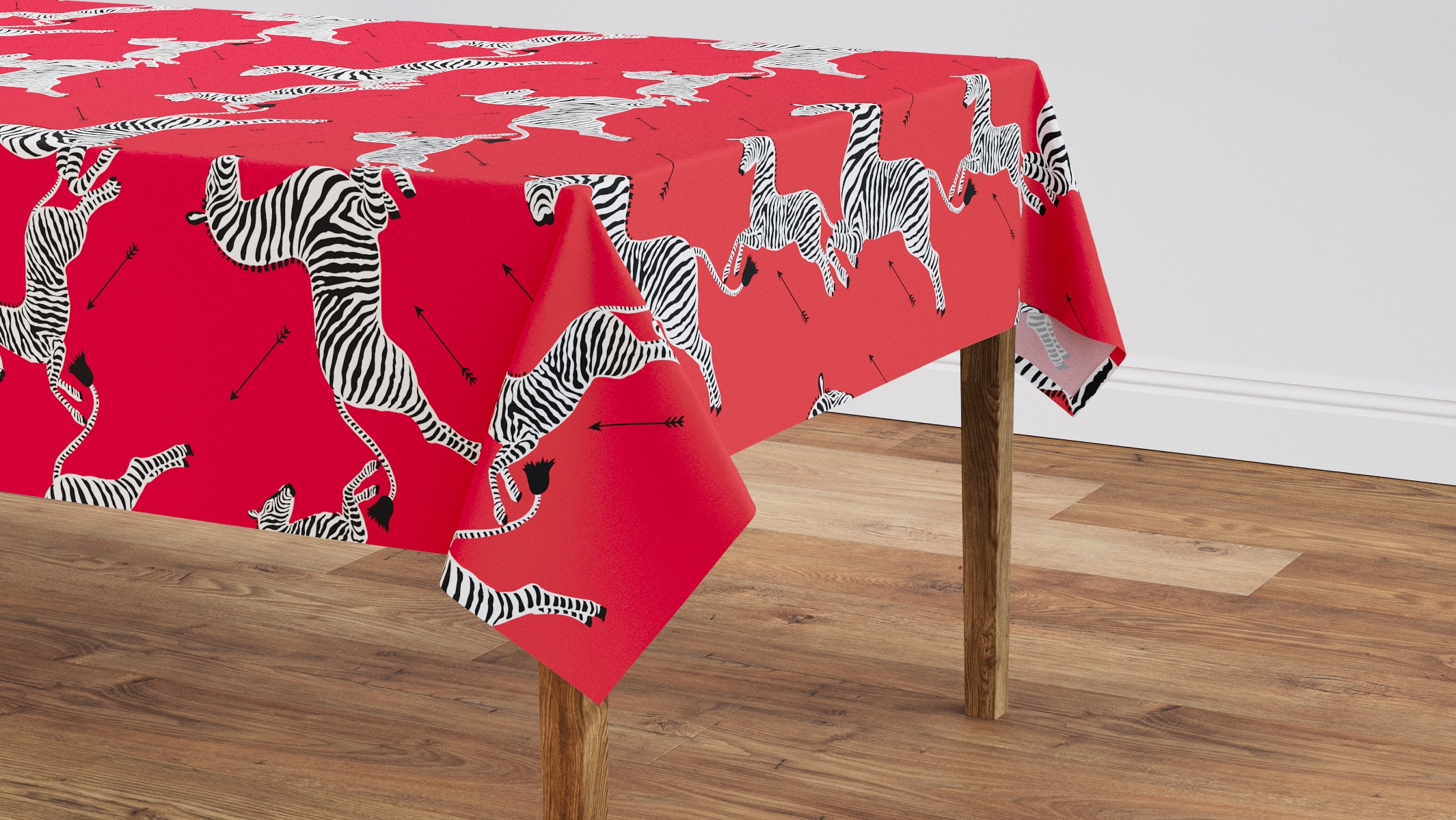 Tablecloth 56" x 90", Coral Zebra, 56" x 90" - Image 0