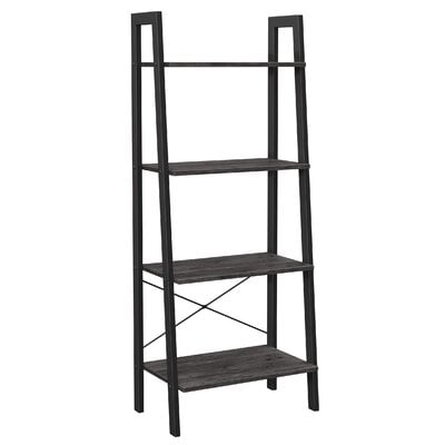 Ladder Shelves, 4 Levels Of Bookshelves, Shelving Shelves, Bathroom, Living Room, Industrial Style Furniture, Steel Frame 22.1X 13.3 X 54.1In - Image 0