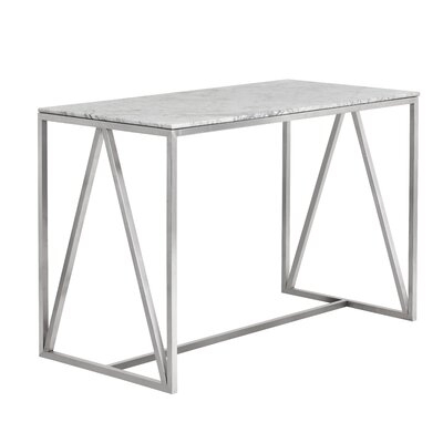Rouncey Stainless Steel Marble Counter Pub Table - Image 0