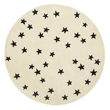 Starry Skies Rug, 5Ft Round, Black Stars/White, WE Kids - Image 3