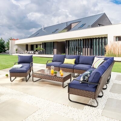 Anabriana Outdoor 10 Piece Sectional Seating Group with Cushions - Image 0