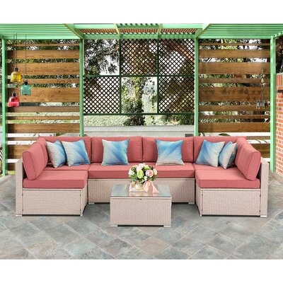Jimette 7 Piece Sectional Seating Group with Cushions - Image 0