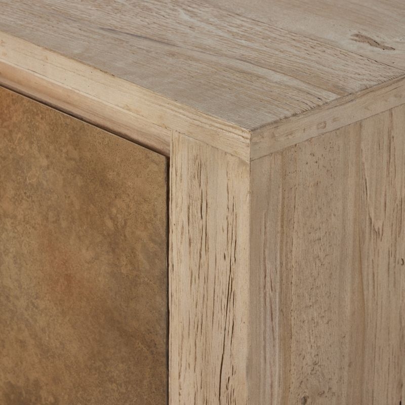 Redondo 92" Light Brown Wood and Metal Storage Media Console - Image 6