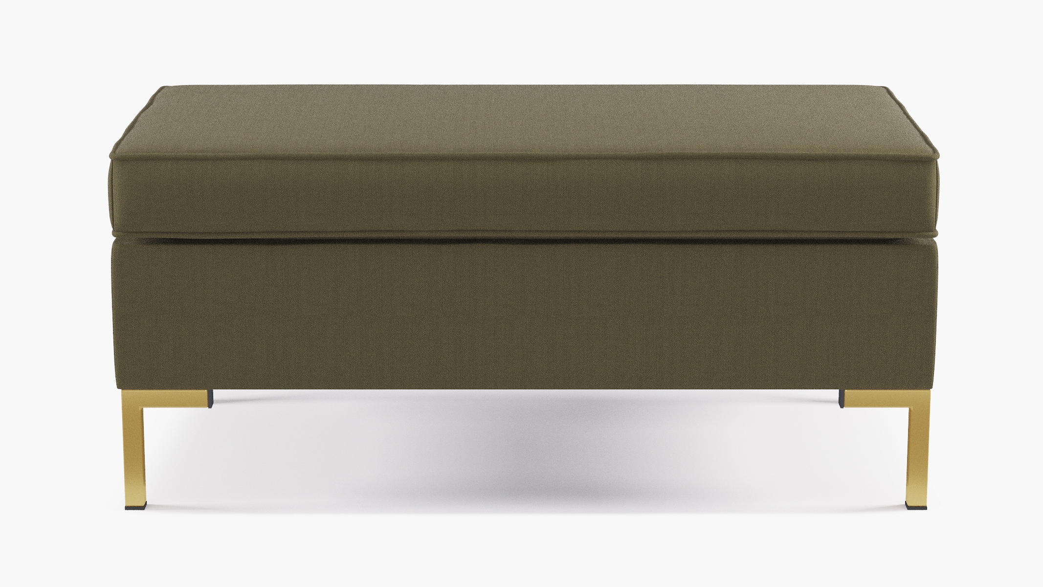 Modern Bench, Olive Everyday Linen, Brass - Image 0