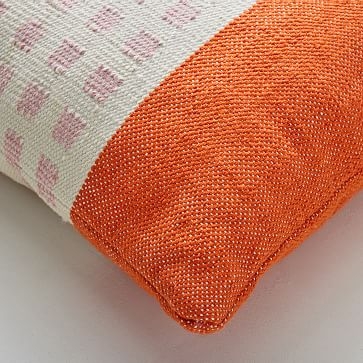 Bole Road Colorblock Check Indoor/Outdoor Pillow, Tangerine, 24"x24" - Image 1
