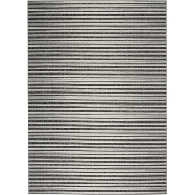 Bessoir Striped Gray/Black Indoor / Outdoor Area Rug - Image 0