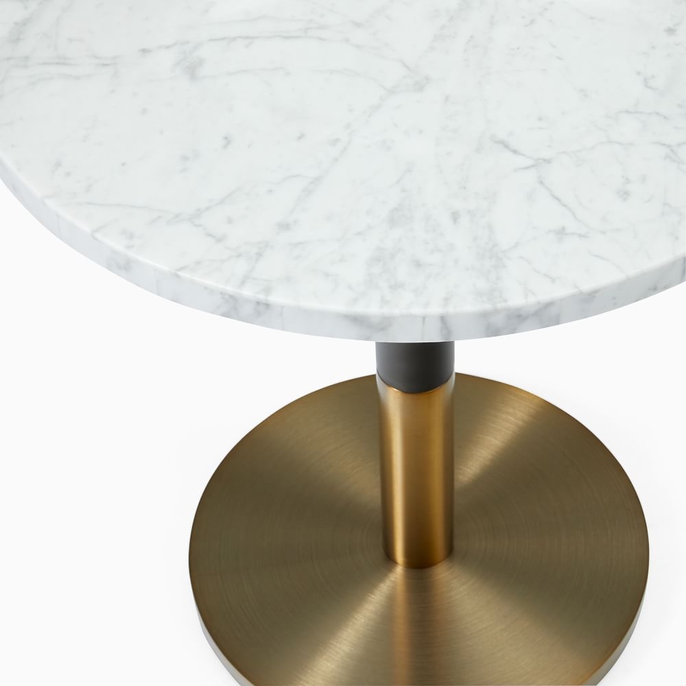 Restaurant Table Top 24 Round,White Marble,Table Base,Orbit, Bronze/Bronze - Image 3